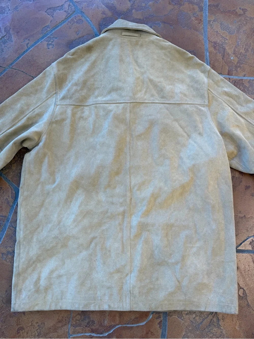 VTG Banana Republic Men's Beige Suede Leather Jacket Button Front Pockets 2XL